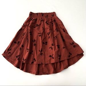 • Play Up Red Radish Print Skirt with Ruffle Details •